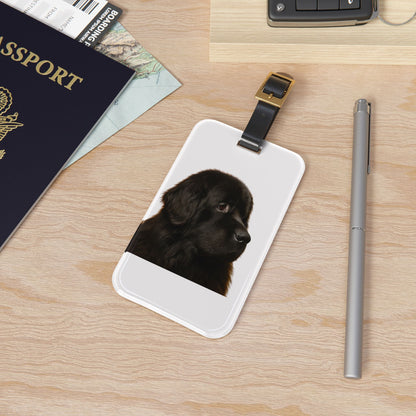Newfie Head Leather Strap Luggage Tag