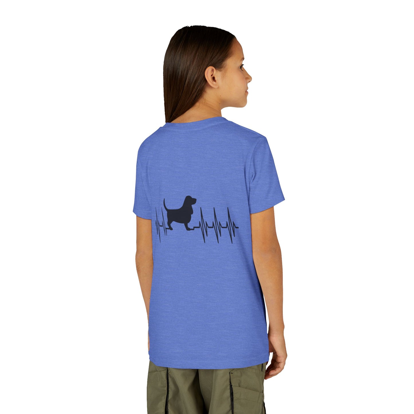 My Heart Beats For Bassets Youth Unisex Short Sleeve Crewneck Tee