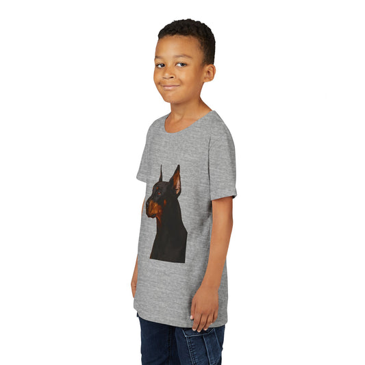 Doberman Head Youth Unisex Short Sleeve Crewneck Tee