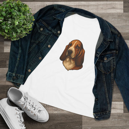 Basset Hound Head Women's Short Sleeve Crewneck Tee