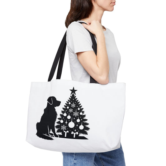 Golden Christmas Tree Weekender Tote Bag