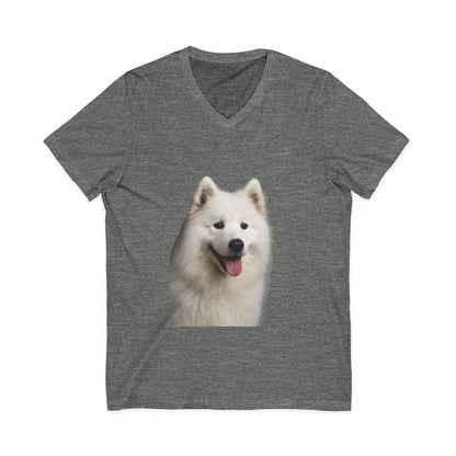 Samoyed Head Unisex Short Sleeve V-Neck Tee