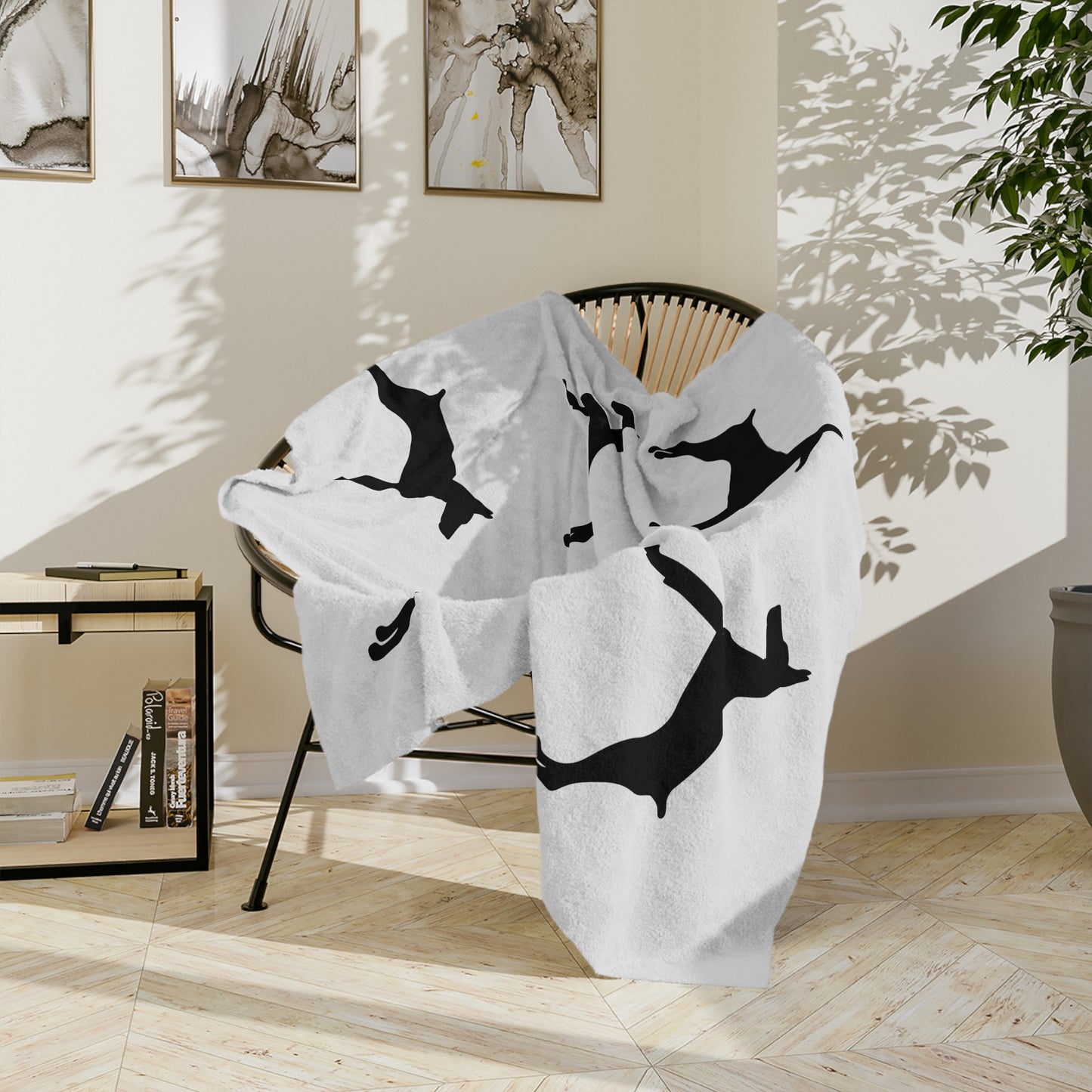 Doberman Silhouette Velveteen Microfiber Blanket