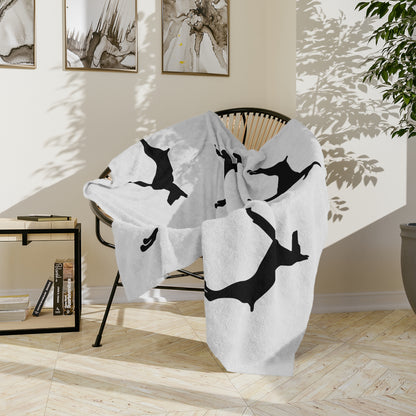 Doberman Silhouette Velveteen Microfiber Blanket