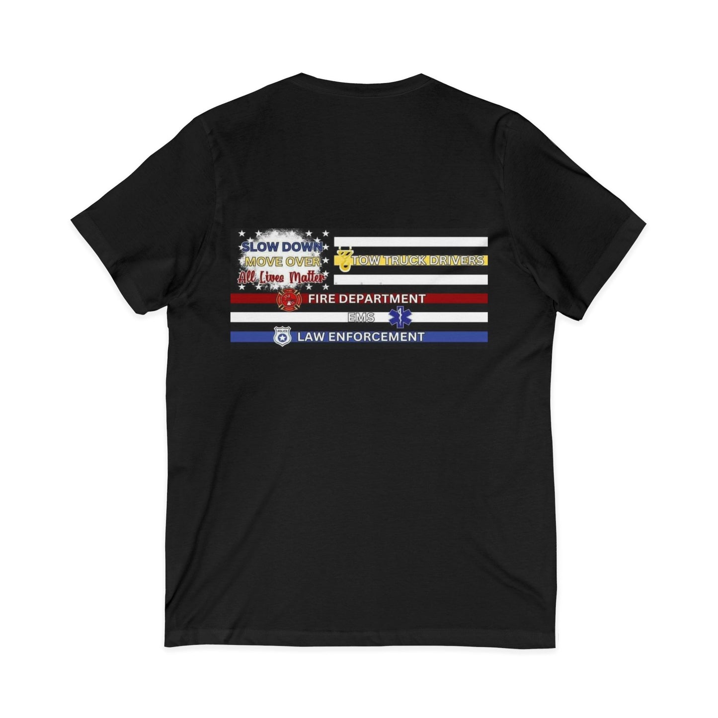 Slow Down Move Over Flag Unisex Short Sleeve V-Neck Tee