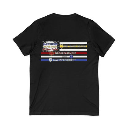 Slow Down Move Over Flag Unisex Short Sleeve V-Neck Tee