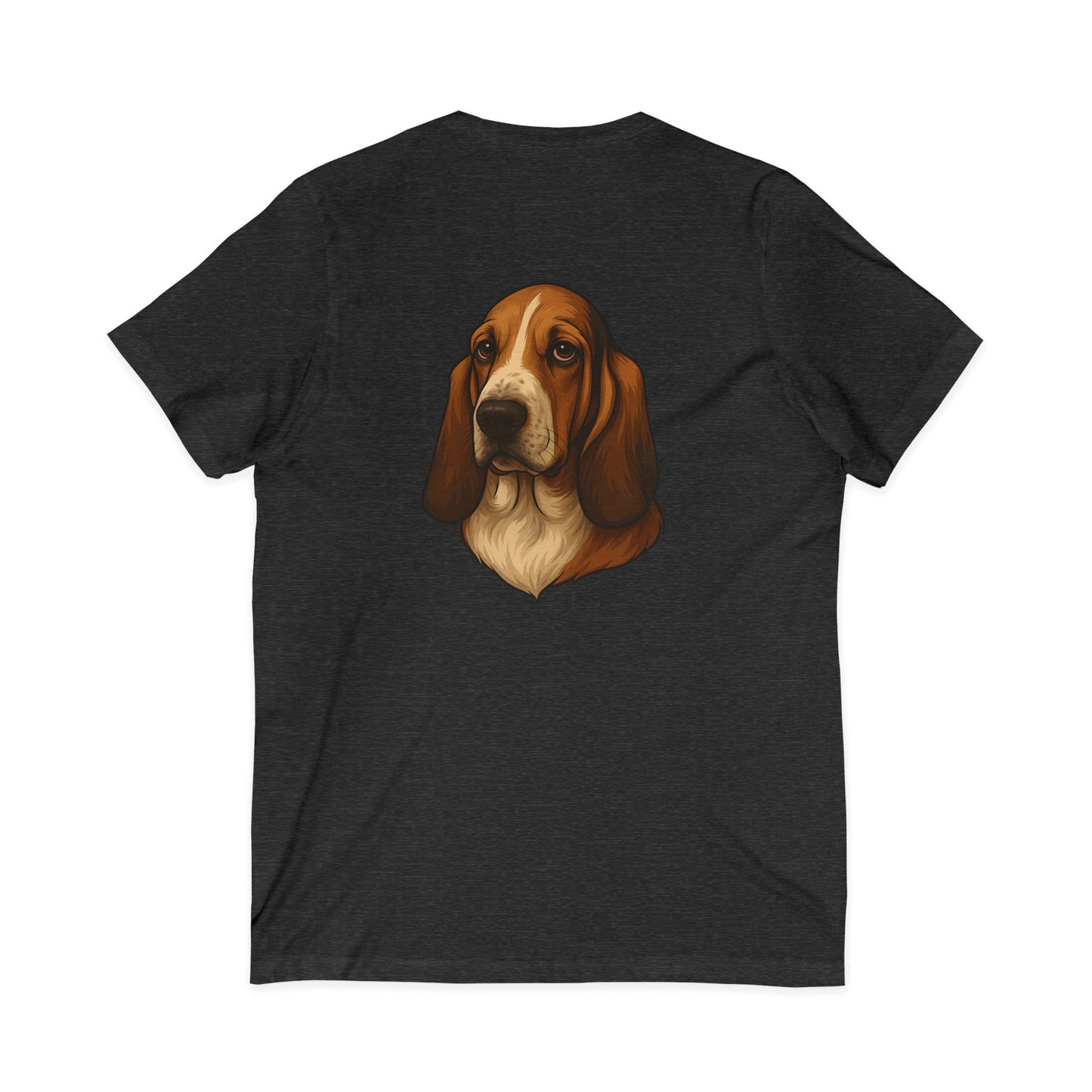 Basset Hound Head Unisex Short Sleeve V-Neck Tee