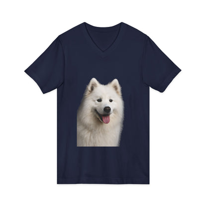 Samoyed Head Unisex Short Sleeve V-Neck Tee