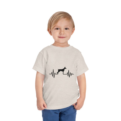 My Heart Beats For Dobermans Toddler Unisex Short Sleeve Crewneck Tee