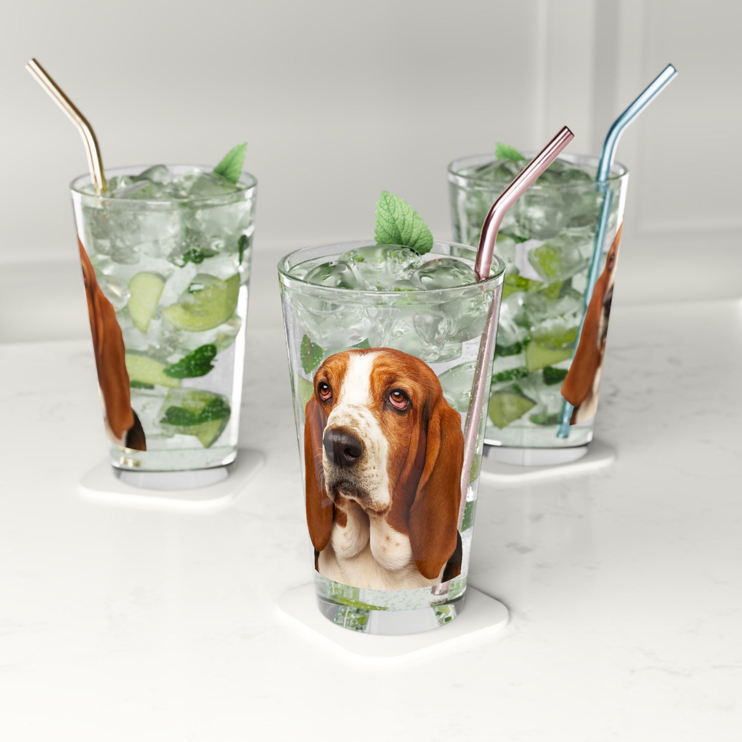 Basset Head Drinking Glass