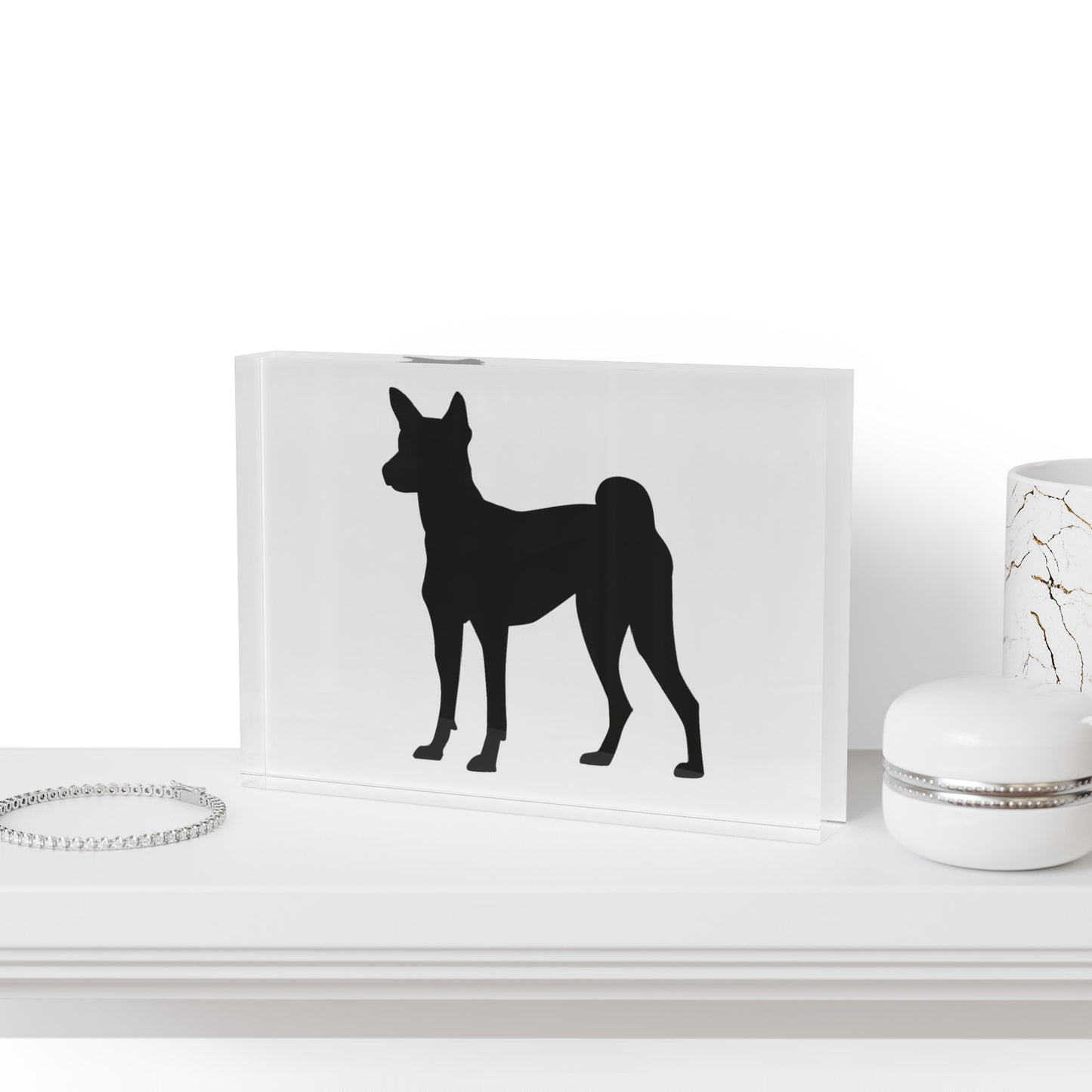 Basenji Silhouette Acrylic Photo Block