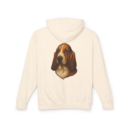 Basset Hound Head Unisex Lightweight Hoodie
