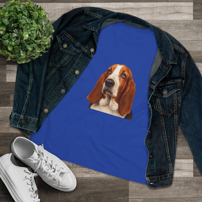 Basset Head Women's Short Sleeve Crewneck Tee