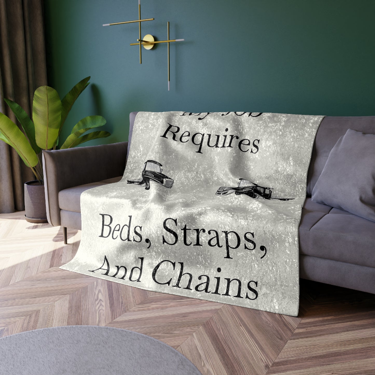 Beds, Straps, And Chains Crushed Velvet Blanket