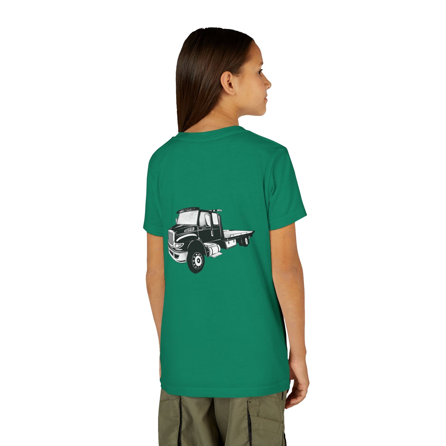 Flatbed Tow Truck Youth Unisex Short Sleeve Crewneck Tee