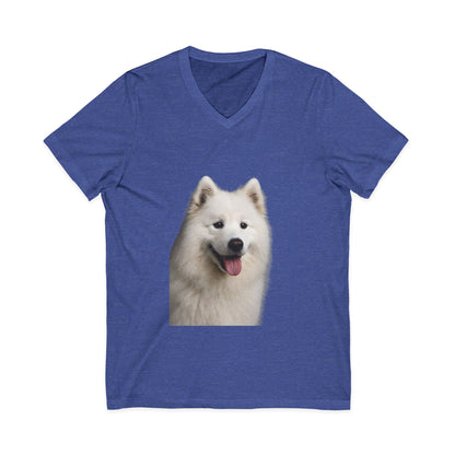 Samoyed Head Unisex Short Sleeve V-Neck Tee