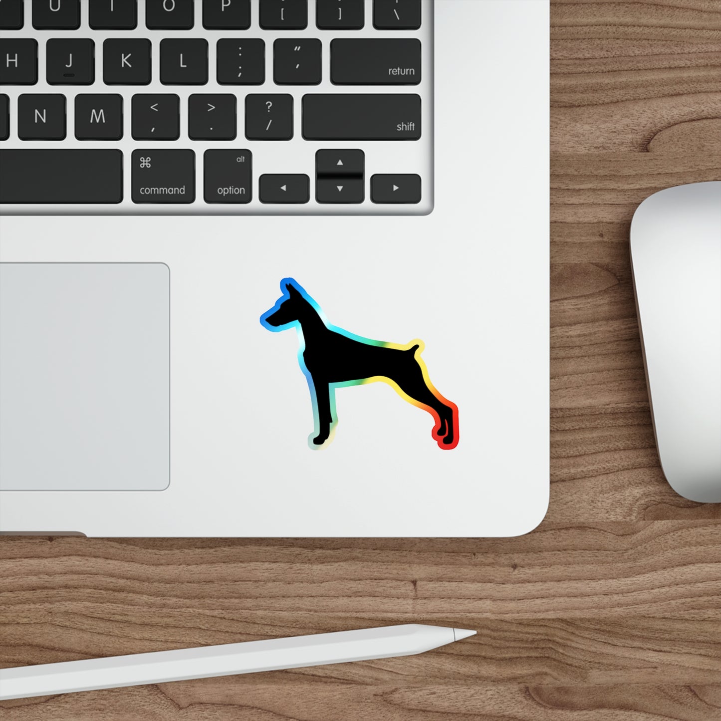 Doberman Silhouette Holographic Sticker