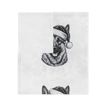 Santa Paws German Shepherd Velveteen Microfiber Blanket