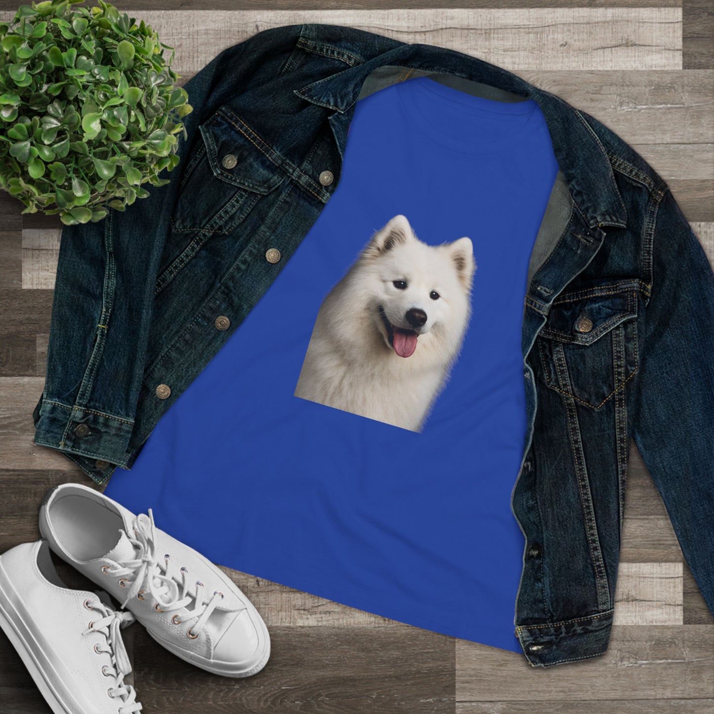 Samoyed Head Women's Short Sleeve Crewneck Tee