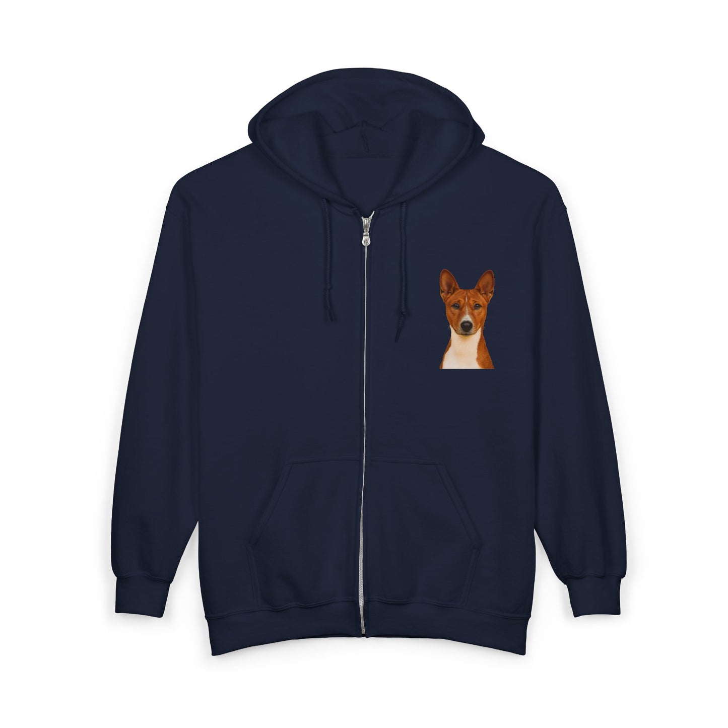 Basenji Head Unisex Full Zip Hoodie