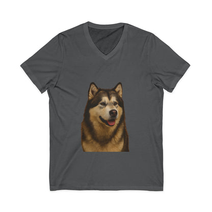Malamute Head Unisex Short Sleeve V-Neck Tee
