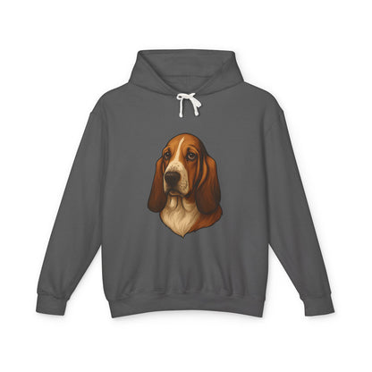 Basset Hound Head Unisex Lightweight Hoodie