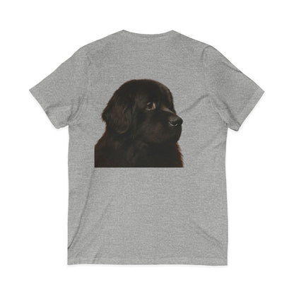 Newfie Head Unisex Short Sleeve V-Neck Tee