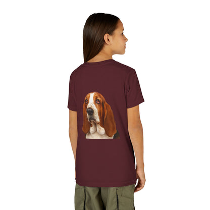 Basset Head Youth Unisex Short Sleeve Crewneck Tee