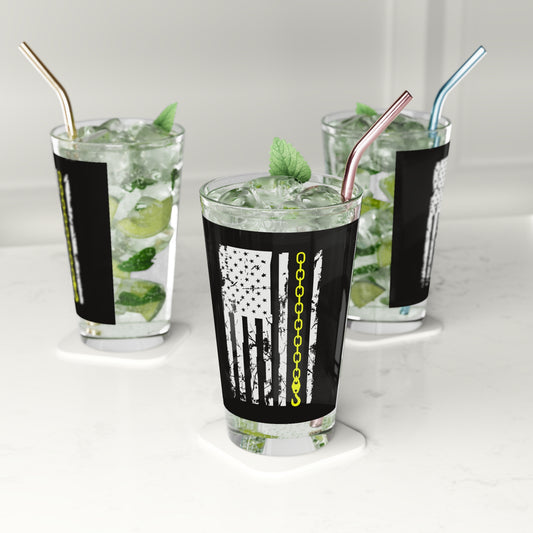 Thin Yellow Line Drinking Glass