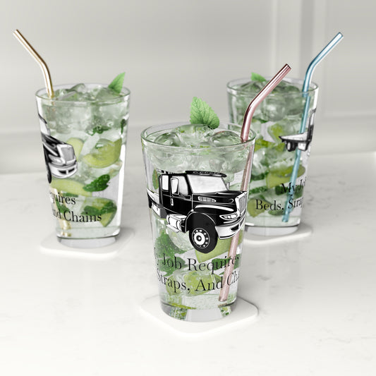 Beds, Straps, And Chains Drinking Glass
