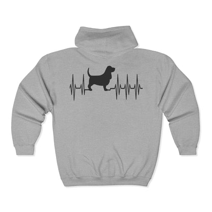 My Heart Beats For Bassets Unisex Full Zip Hoodie