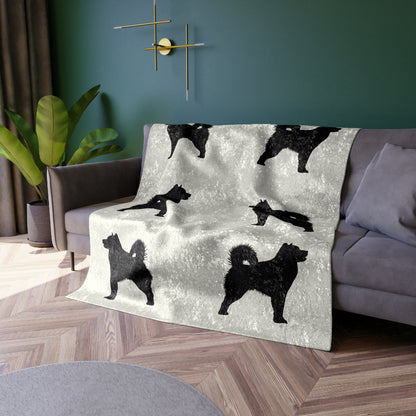 Malamute Silhouette Crushed Velvet Blanket