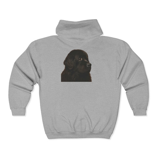 Newfie Head Unisex Full Zip Hoodie