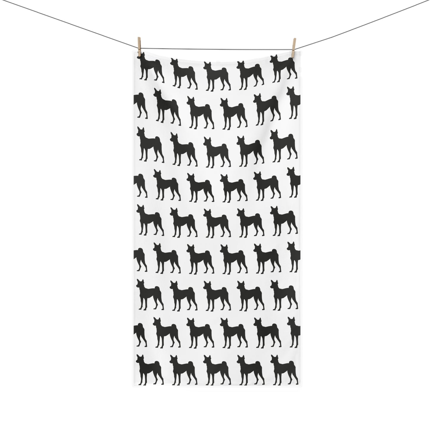 Basenji Silhouette Mink-Cotton  Beach Towel