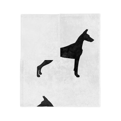 Doberman Silhouette Velveteen Microfiber Blanket