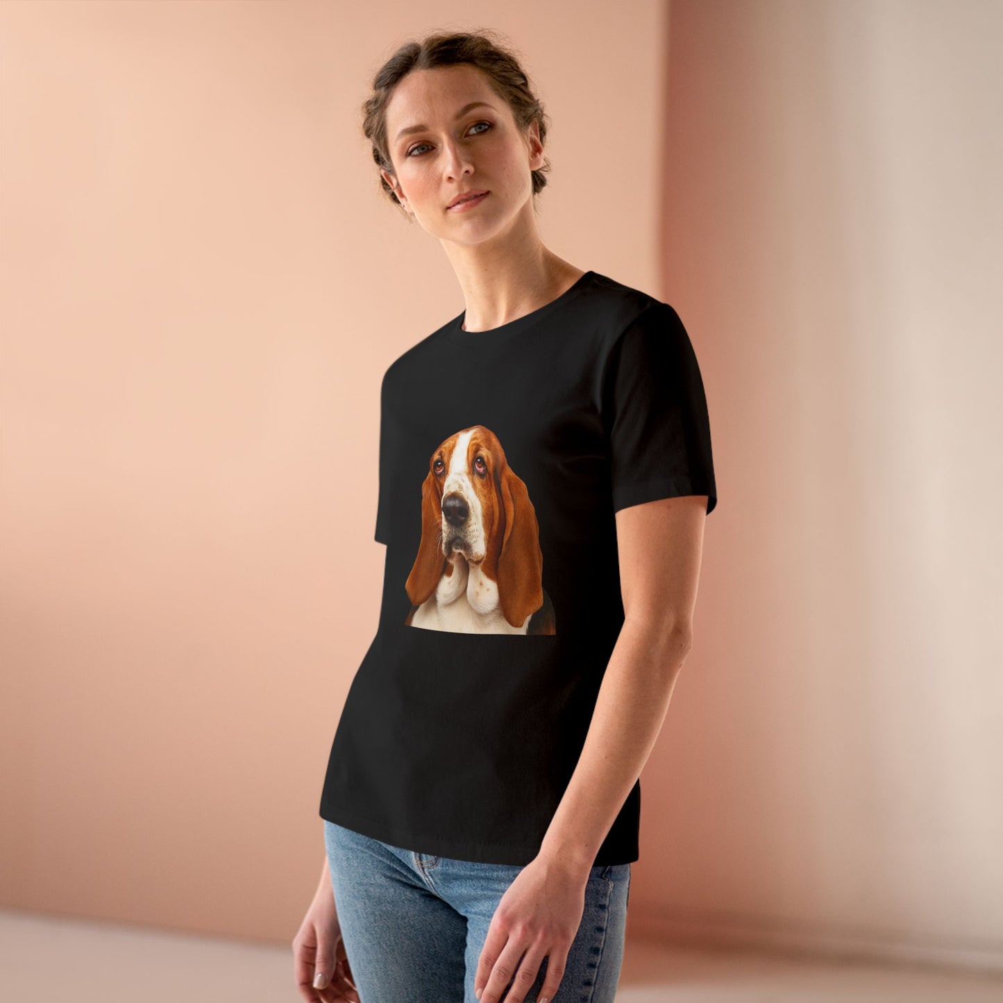 Basset Head Women's Short Sleeve Crewneck Tee