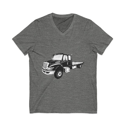 Flatbed Tow Truck Unisex Short Sleeve V-Neck Tee