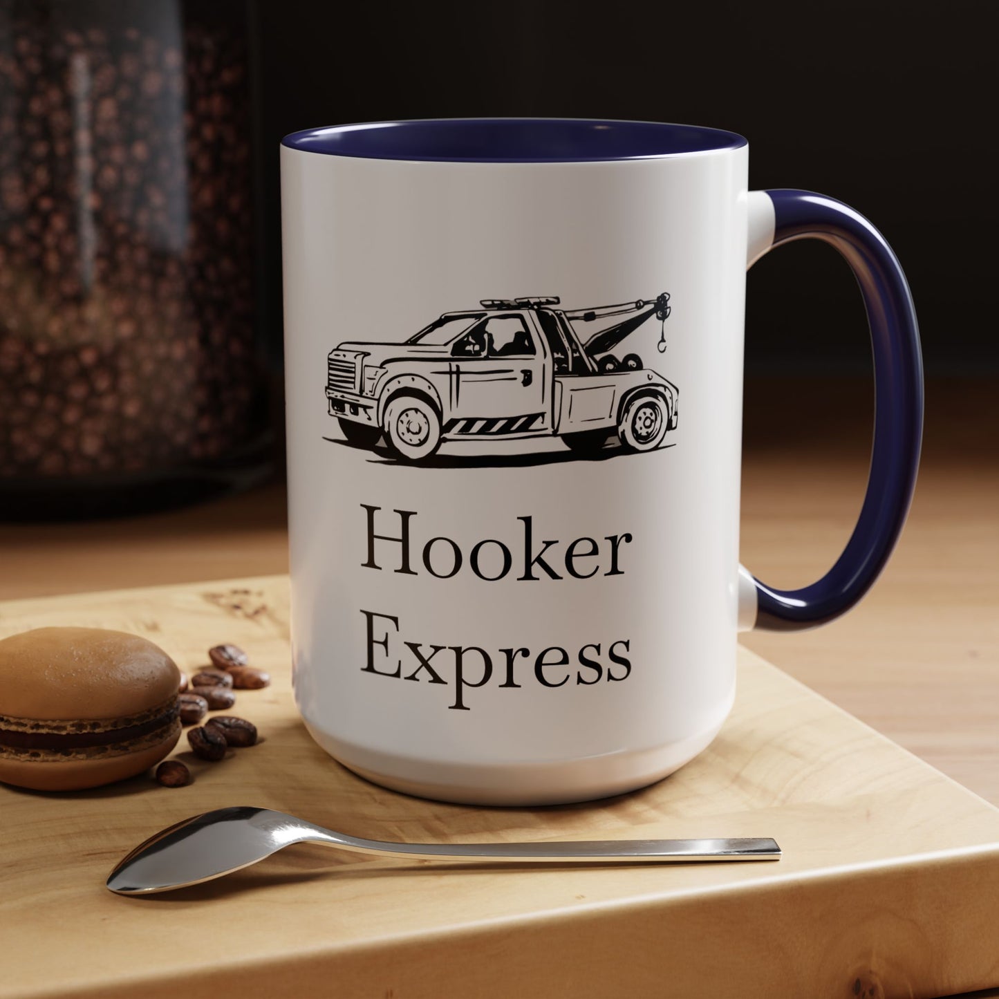 H**ker Express Wheel Lift Tow Truck 2-Tone Coffee Mug
