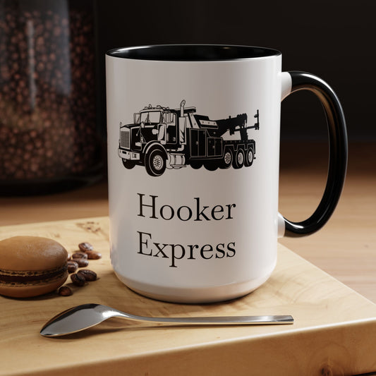 H**ker Express Heavy Tow Truck 2-Tone Coffee Mug