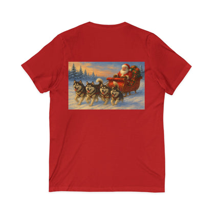 Dashing Through The Snow Unisex Short Sleeve V-Neck Tee