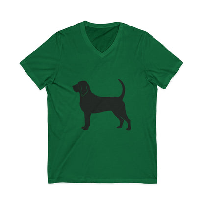 Bloodhound Silhouette Unisex Short Sleeve V-Neck Tee