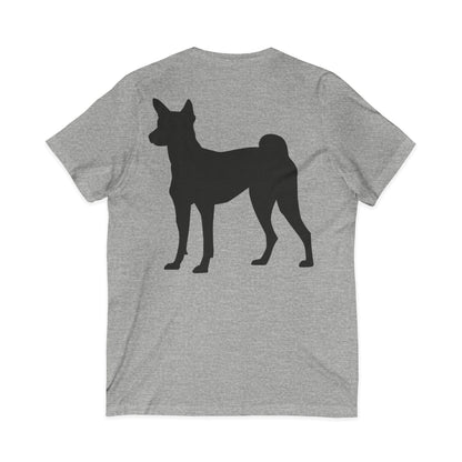 Basenji Silhouette Unisex Short Sleeve V-Neck Tee