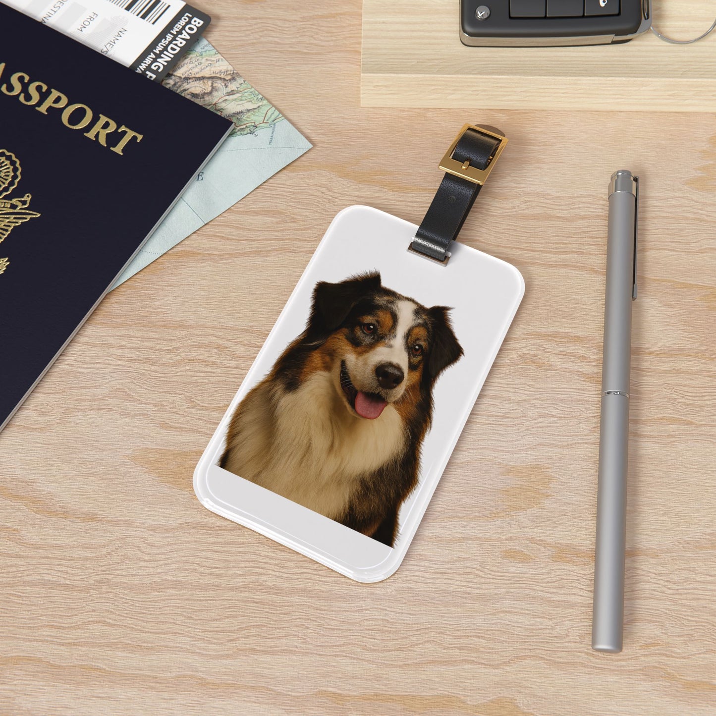 Aussie Head Leather Strap Luggage Tag