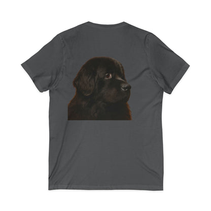 Newfie Head Unisex Short Sleeve V-Neck Tee