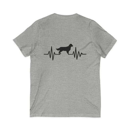 My Heart Beats For Goldens Unisex Short Sleeve V-Neck Tee