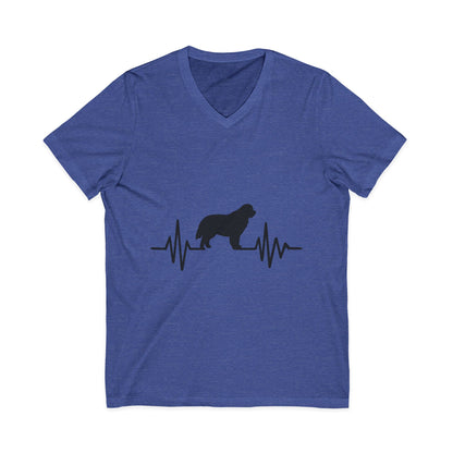 My Heart Beats For Newfies Unisex Short Sleeve V-Neck Tee