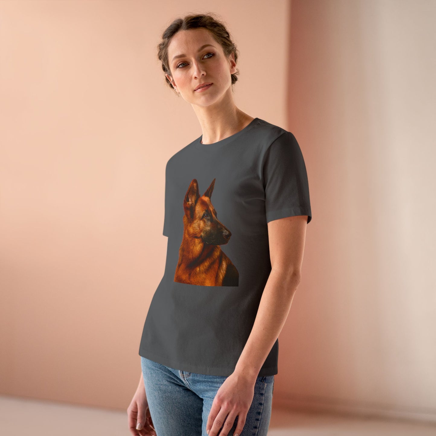 German Shepherd Head Women's Short Sleeve Crewneck Tee