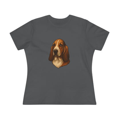 Basset Hound Head Women's Short Sleeve Crewneck Tee
