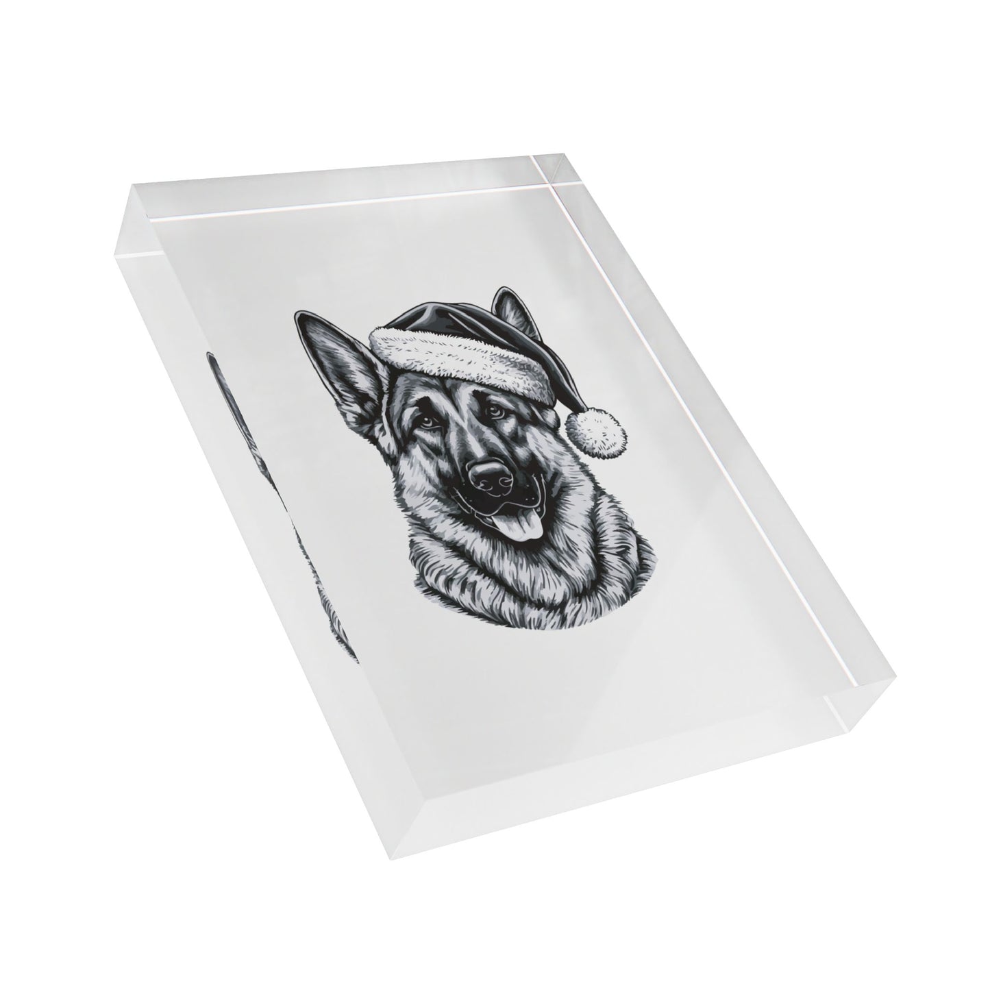 Santa Paws German Shepherd Acrylic Photo Block