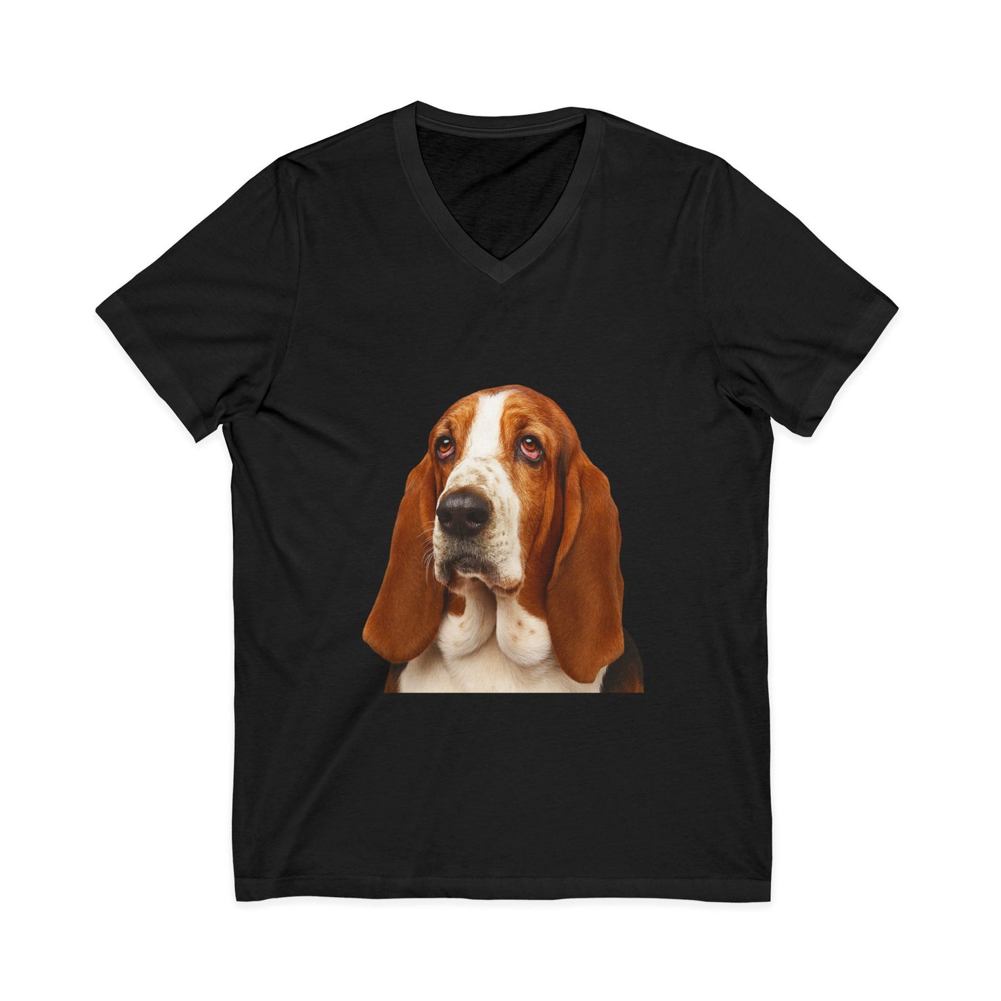 Basset  Head Unisex Short Sleeve V-Neck Tee